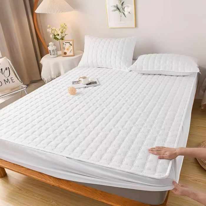 Anyhouz Mattress Cover White Twin Size Waterproof Quilted Fitted Bed Sheet