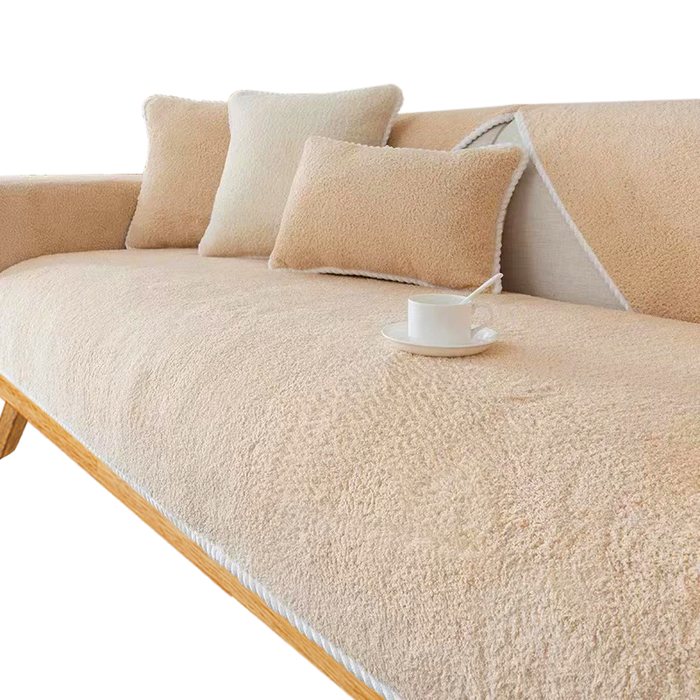 Anyhouz Sofa Towel Velvet Light Coffee Sofa Cover for Living Room Sectional L-shape Non-slip Couch Cover