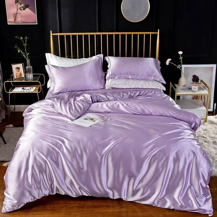 Anyhouz Beddings Lilac EU Single Size 2 Pcs
 High End Satin Smooth Duvet Cover Set Luxury Polyester Silky Soft Cozy Bedding Set