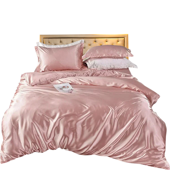 Anyhouz Beddings Light Pink AU Single Size 2 Pcs High End Satin Smooth Duvet Cover Set Luxury Polyester Silky Soft Cozy Bedding Set