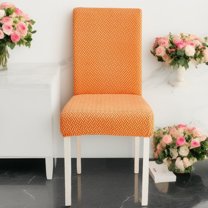 Anyhouz Chair Cover Orange Small Knitted Design with Anti-Dirt and Elastic Material for Dining Room Kitchen Wedding Hotel Banquet Restaurant