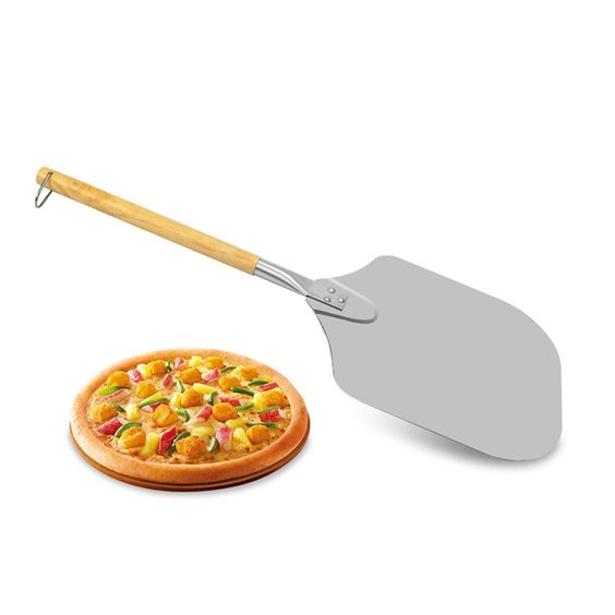 Anygleam 30x35cm Pizza Spatula With Wooden Handle Bakeware Kitchen Tools No Oxidation