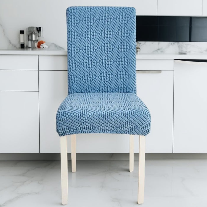 Anyhouz Chair Cover Blue Checkered Line Design with Anti-Dirt and Elastic Material for Dining Room Kitchen Wedding Hotel Banquet Restaurant