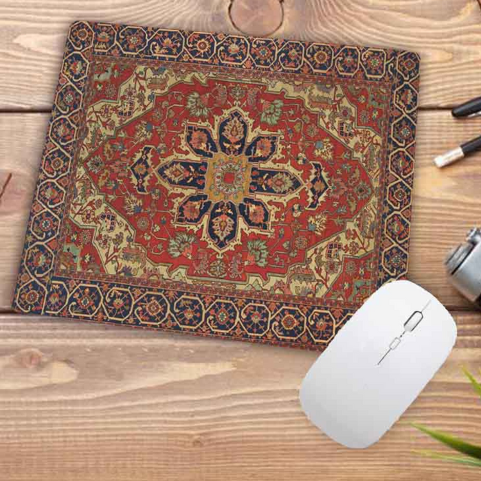 Anymob Mouse Pad Yellow Red 22X18CM Persian Tribal Carpet Computer Office Desk Non-Slip Mat