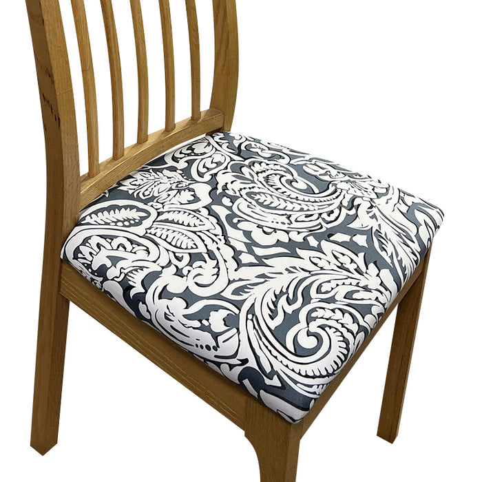 Anyhouz Chair Cover Blue White Vine Leaf Print Stretch Seat Cover for Home Dinning Kitchen Washable Removable