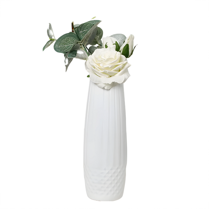 Anyhouz Flower Vase White Small Diamond Pattern Table Decor