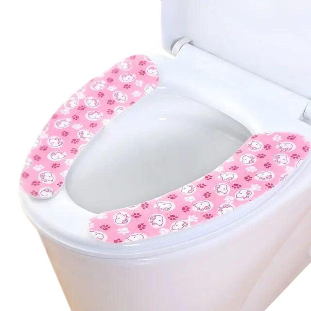 Anyhouz Toilet Seat Cover Pink Puppy Pattern Washable Mat Bathroom Pad Cushion Toilet Seat Bidet Toilet Cover Accessories