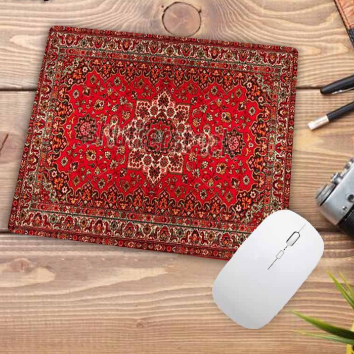 Anymob Mouse Pad Red 22X18CM Persian Tribal Carpet Computer Office Desk Non-Slip Mat