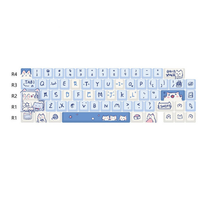 Anymob Keycap Keyboard Sky Blue 66 Keys Sublimation Fit Swtich Touch Clicks