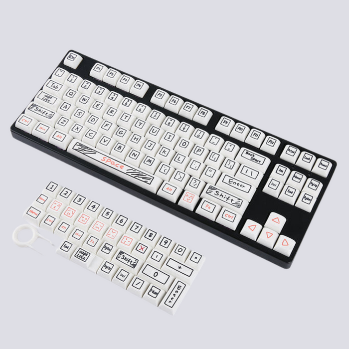 Anymob Keycap Keyboard White Notes Theme 125 Keys Switch Mechanical Custom Cute Anime Personalized Keys