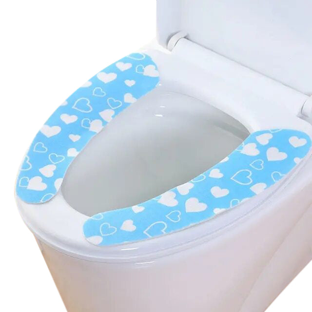 Anyhouz Toilet Seat Cover Blue Love Pattern Washable Mat Bathroom Pad Cushion Toilet Seat Bidet Toilet Cover Accessories