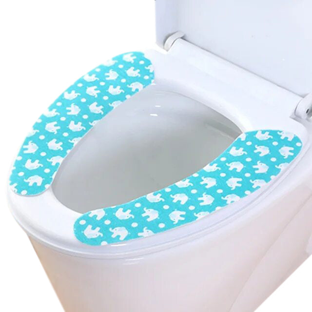 Anyhouz Toilet Seat Cover Blue Elephant Pattern Washable Mat Bathroom Pad Cushion Toilet Seat Bidet Toilet Cover Accessories