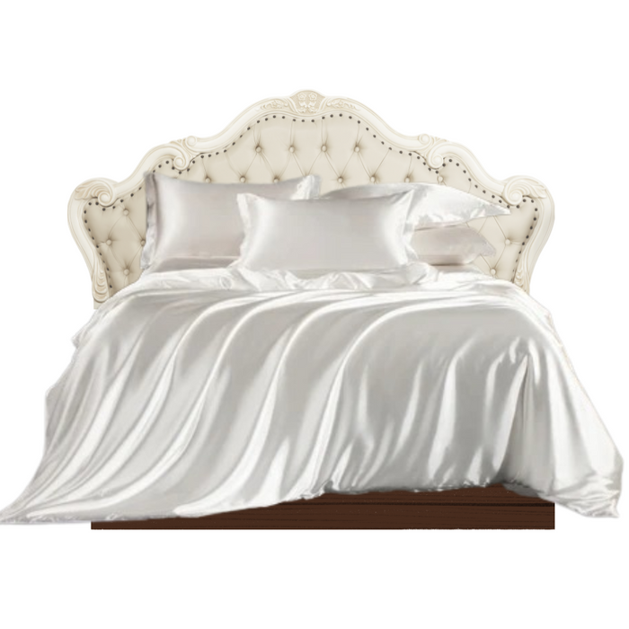 Anyhouz Bed Sheet White Natural Mulberry Silk Duvet Cover Set