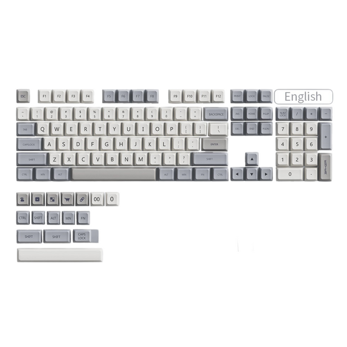 Anymob Keycap Keyboard Grey White 132 Keys PBT Dye Sublimation Switch Fit Pack in Bag