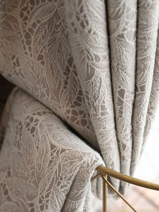 Anyhouz Curtain Beige 200cmx250cm Romantic French Linen Jacquard Lace Blackout Curtain