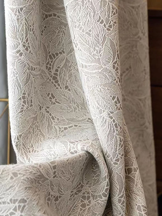 Anyhouz Curtain Beige 300cmx250cm Romantic French Linen Jacquard Lace Blackout Curtain