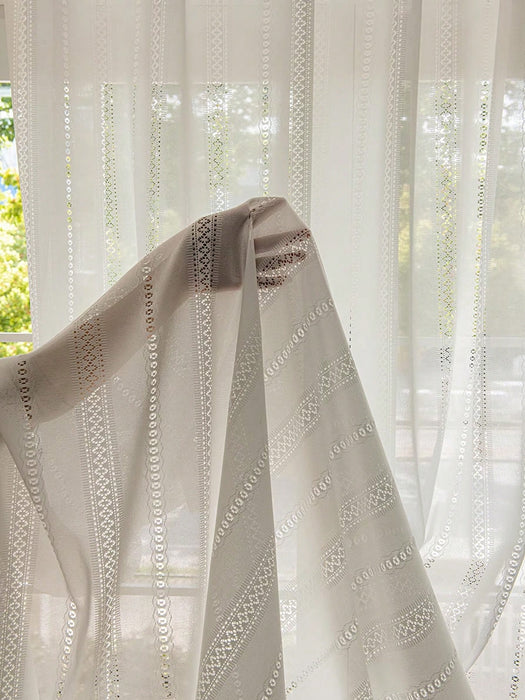 Anyhouz Curtain White 132cmx213cm Embroidered Lace Fashionable Window Curtain