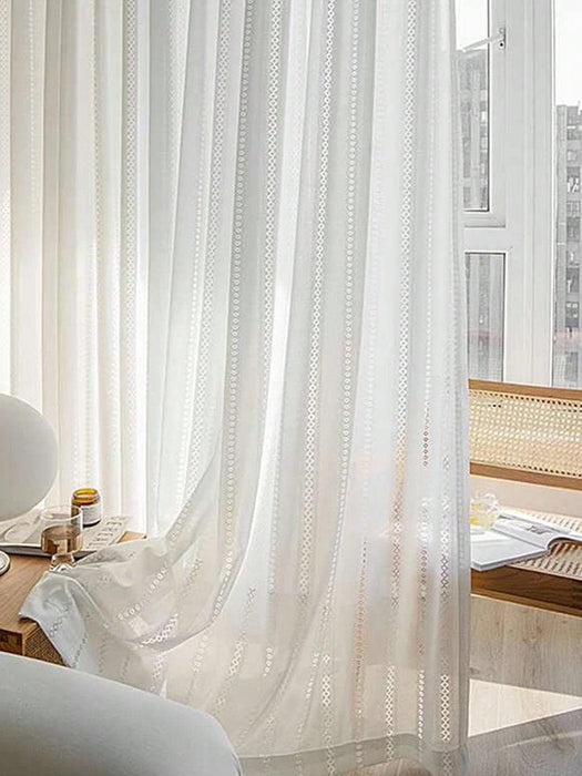 Anyhouz Curtain White 100cmx210cm Embroidered Lace Fashionable Window Curtain