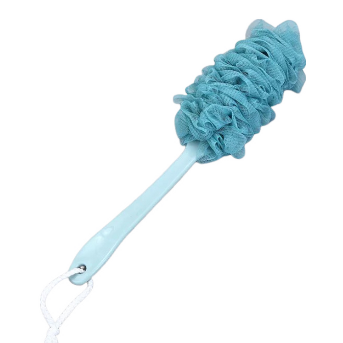 Anyhouz Long Handle Back Exfoliating Scrubber Sponge Blue Soft Mesh Exfoliating Bath Bubble Hanging Back Body Bath Shower