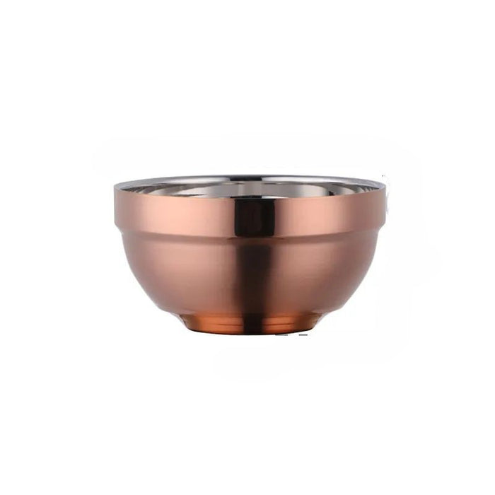 Anygleam Rose Gold 2Pcs Small Stainless Steel Rice Bowl Single Anti-Scalding Layer Cooking Utensil