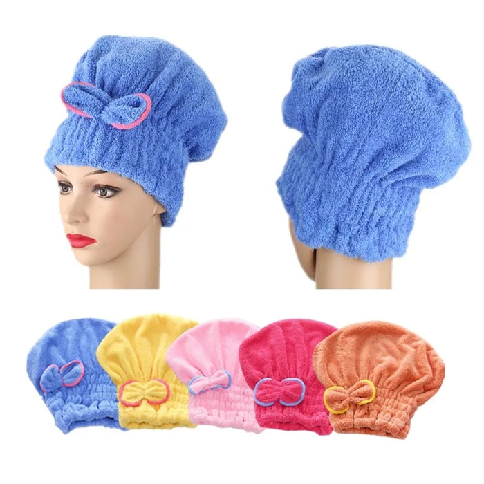 Anyhouz Hair Bonnets Red Microfibre Quick Hair Drying Bath Spa Bath Towels for Womens Shower Hat Bathroom Accessories