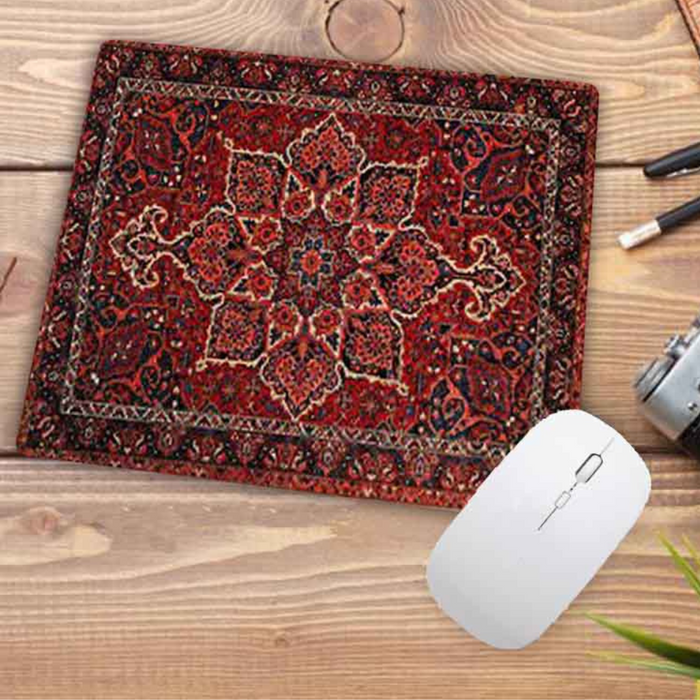 Anymob Mouse Pad Dark Red 22X18CM Persian Tribal Carpet Computer Office Desk Non-Slip Mat