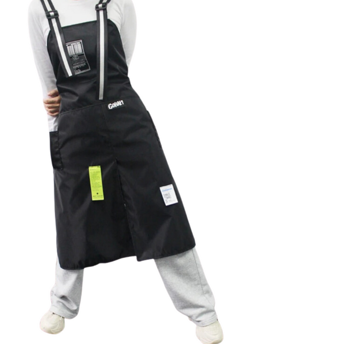 Anyhouz Kitchen Apron Black with red 2 Bags Bibs Trendy Waterproof Oil Resistant Overall Chef Adjustable Nail Salon