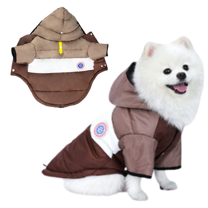 Anywags Pet Clothes Khaki Brown Warm Cotton Coat with Arms Sleeves and Hoodie for Cosplay and Cold Weathers