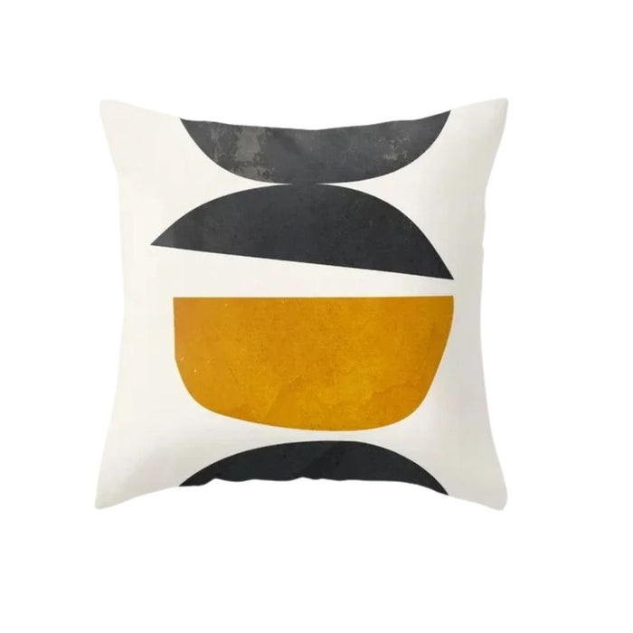 Anyhouz Pillowcase White Abstract Semi Circles Cotton Polyester Cushion Cover