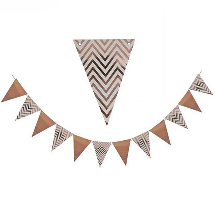 Anyparty Rose Gold Party Banner Wave Line Decor