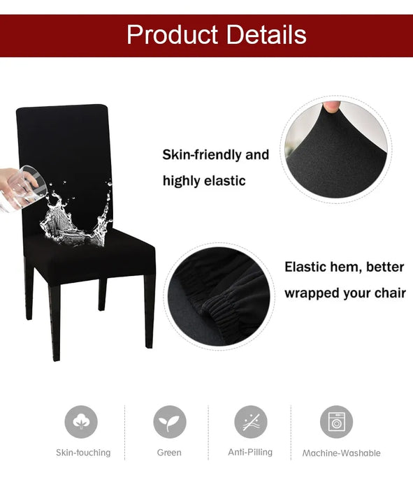 Anyhouz Chair Cover Black with Anti-Dirt and Waterproof Elastic Material for Dining Room Kitchen Wedding Hotel Banquet Restaurant