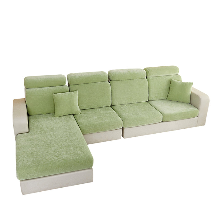 Anyhouz Sofa Cover Mint Green L-Shape Polyester Chenille Thick Stretchable Cushion For Living Room Enlarge Size Medium