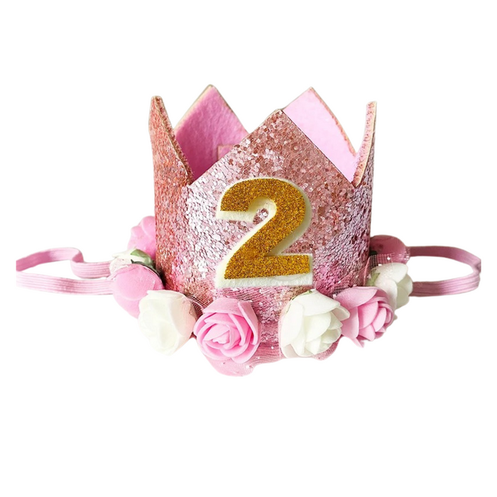 Anyparty Party Hat Pink Number Rose Flower Crown Headband