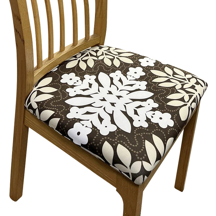 Anyhouz Chair Cover Brown Flower Flakes Print  Stretch Seat Cover for Home Dinning Kitchen Washable Removable