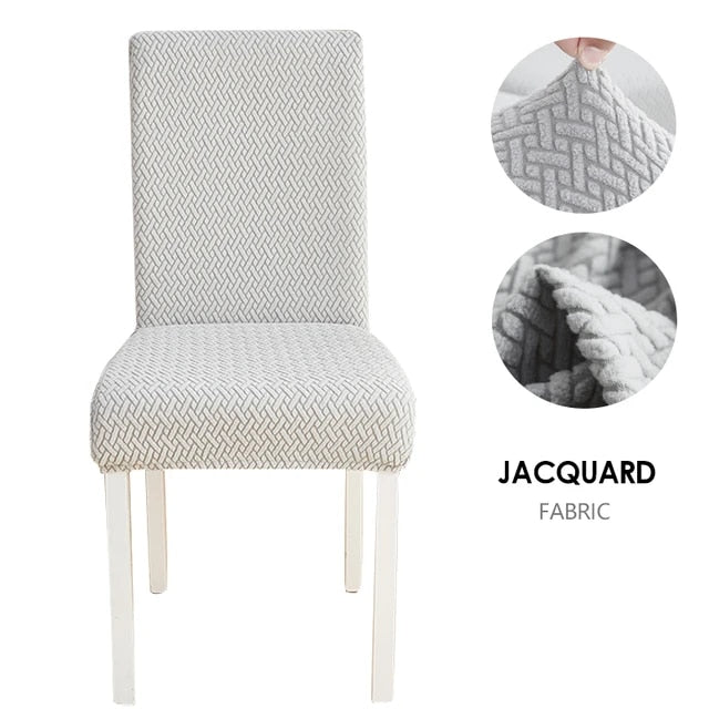 Anyhouz Chair Cover Light Grey Small Knitted Design with Anti-Dirt and Elastic Material for Dining Room Kitchen Wedding Hotel Banquet Restaurant