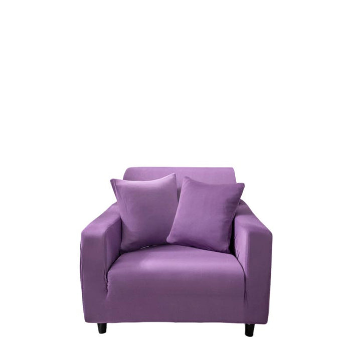 Anyhouz 1 Seater Sofa Cover Plain Purple Style and Protection For Living Room Sofa Chair Elastic Stretchable Slipcover