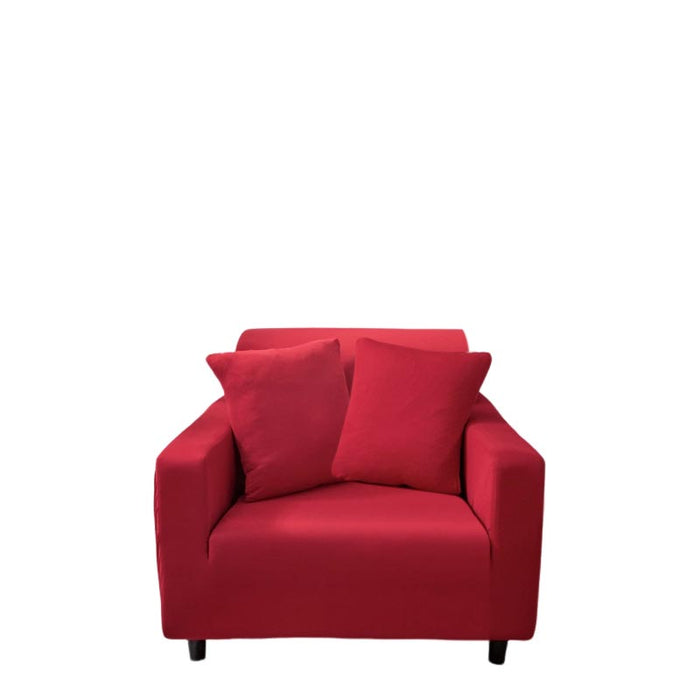 Anyhouz 1 Seater Sofa Cover Plain Red Style and Protection For Living Room Sofa Chair Elastic Stretchable Slipcover