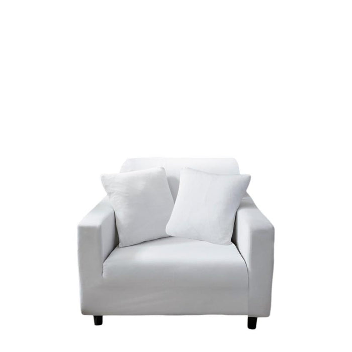 Anyhouz 1 Seater Sofa Cover Plain White Style and Protection For Living Room Sofa Chair Elastic Stretchable Slipcover