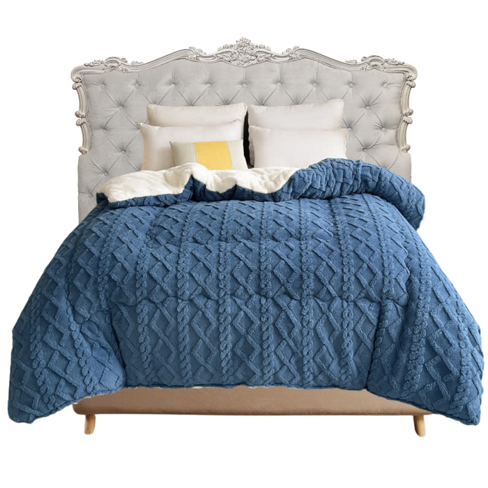 Anyhouz Blanket Blue Cashmere Super Thick Warm Quilt Comforter