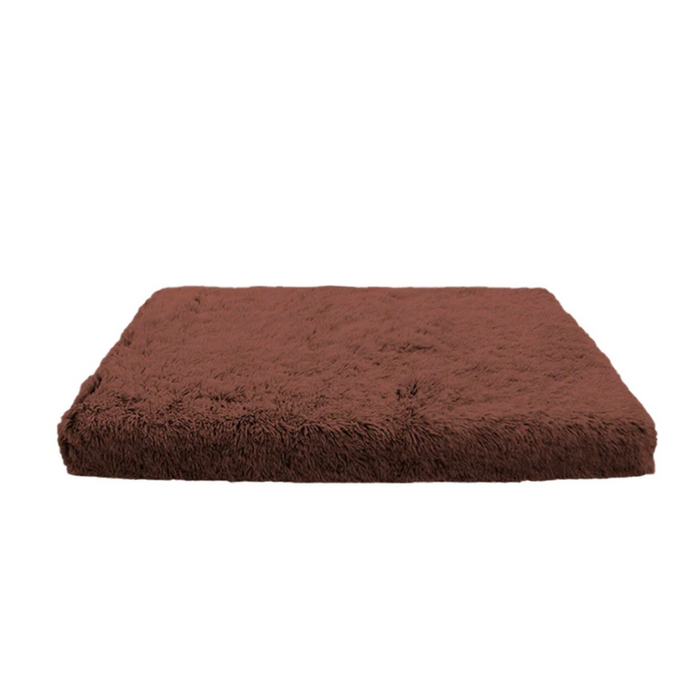 Anywags Pet Bed Dark Brown Removable Calming Soft Plush Cushion Mat