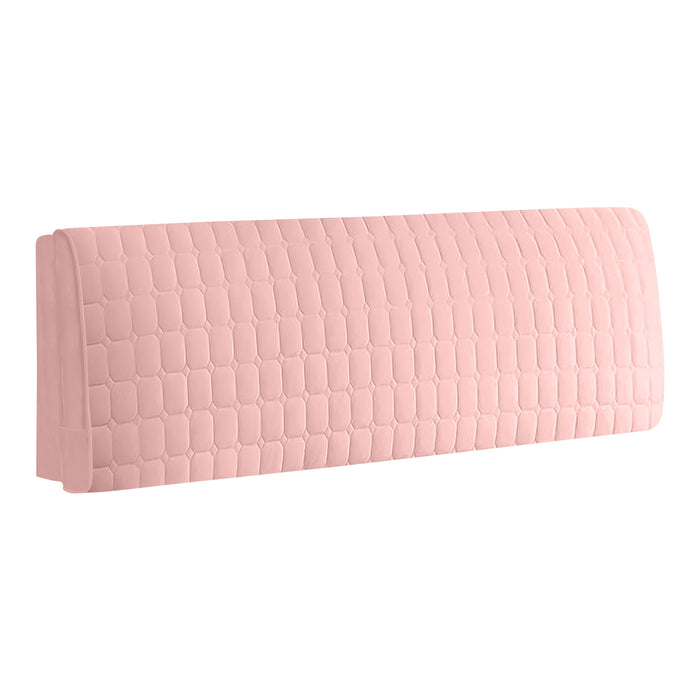 Anyhouz Headboard Cover Pink Cube Pattern Super Soft Smooth Quilted Velvet Bed Back Dust Protector Cover 130x70cm