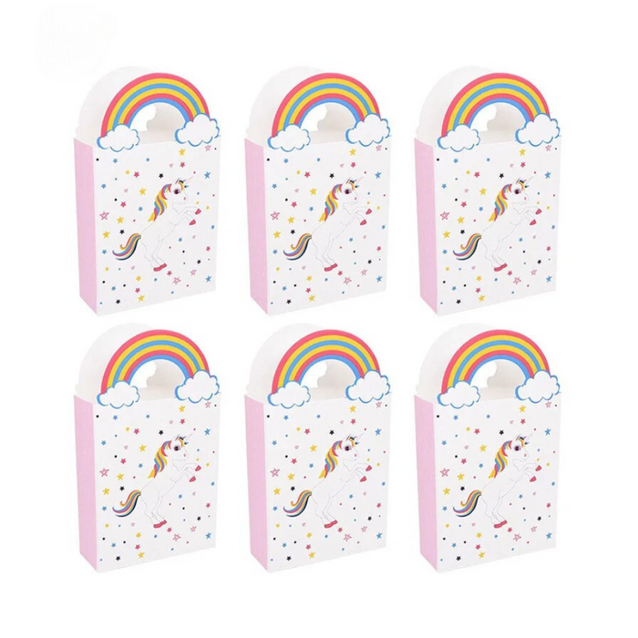 Anyparty Party Treat Bags White 10Pcs With Rainbow Handle Unicorn Print Paper Pouches