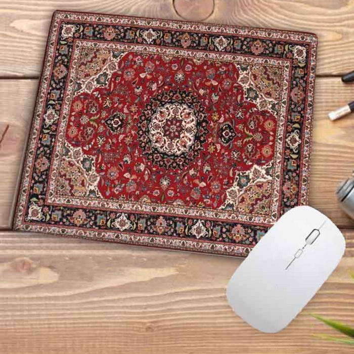 Anymob Mouse Pad Red Beige 22X18CM Persian Tribal Carpet Computer Office Desk Non-Slip Mat