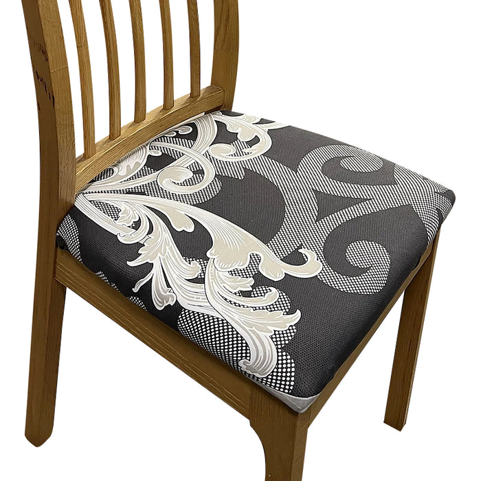 Anyhouz Chair Cover Dark Grey Petal Print Stretch Seat Cover for Home Dinning Kitchen Washable Removable