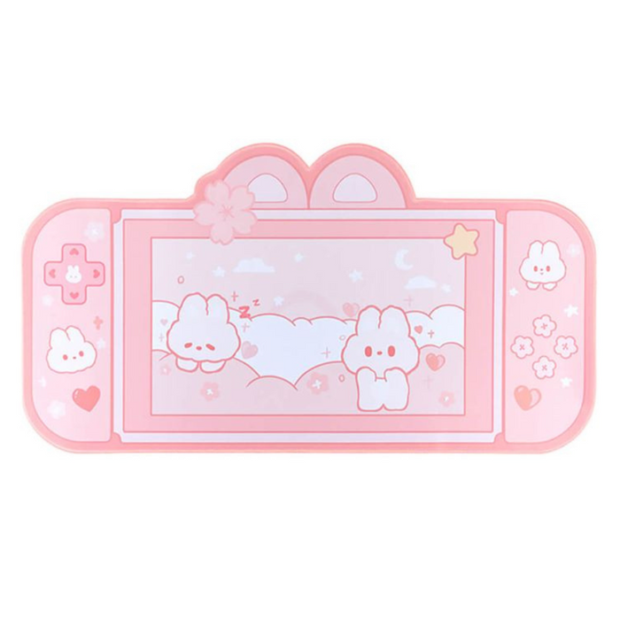 Anymob Mouse Pad Pink Bunny Kawaii Gaming Mat Cute Bunny Desk Pad Rubber Mat Protector