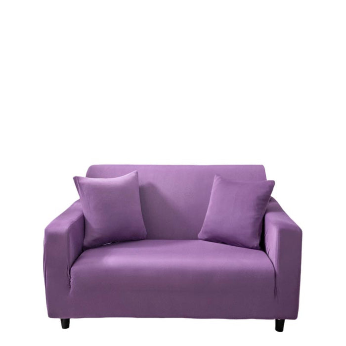 Anyhouz 2 Seater Sofa Cover Plain Purple Style and Protection For Living Room Sofa Chair Elastic Stretchable Slipcover