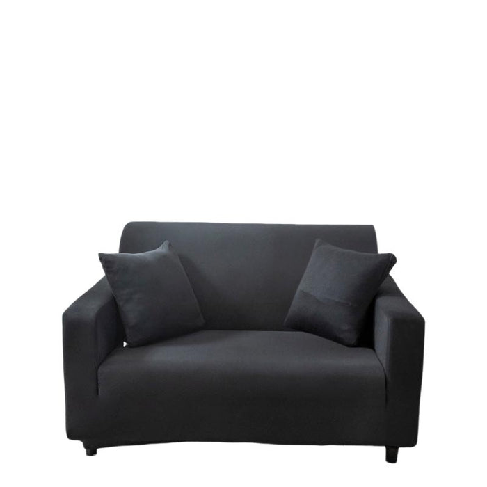 Anyhouz 2 Seater Sofa Cover Plain Black Style and Protection For Living Room Sofa Chair Elastic Stretchable Slipcover