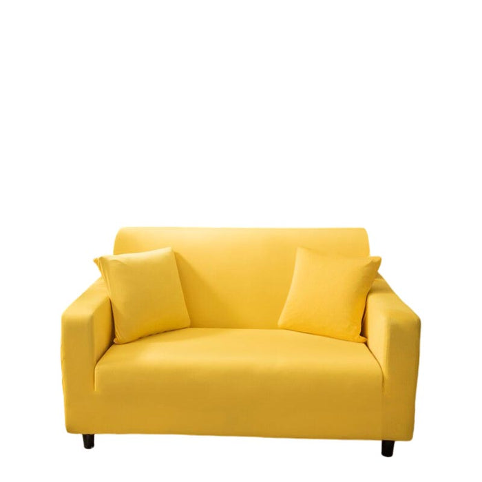 Anyhouz 2 Seater Sofa Cover Plain Yellow Style and Protection For Living Room Sofa Chair Elastic Stretchable Slipcover