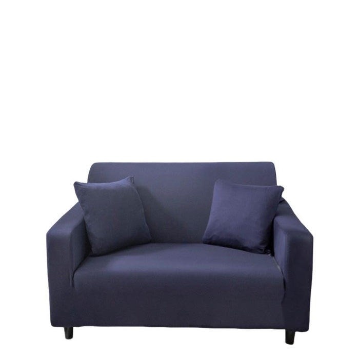 Anyhouz 2 Seater Sofa Cover Plain Navy Blue Style and Protection For Living Room Sofa Chair Elastic Stretchable Slipcover