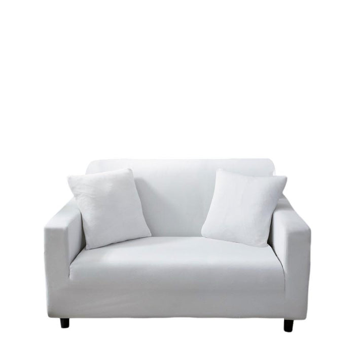 Anyhouz 2 Seater Sofa Cover Plain White Style and Protection For Living Room Sofa Chair Elastic Stretchable Slipcover